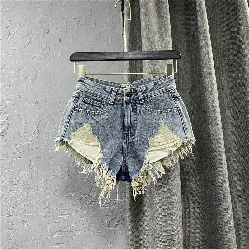 Women's Clothing Fashion Low Waist Shorts Women's Raw Edge Pants New Summer White Jeans Ripped A Line Hot Pants Trend_ecoleips.com