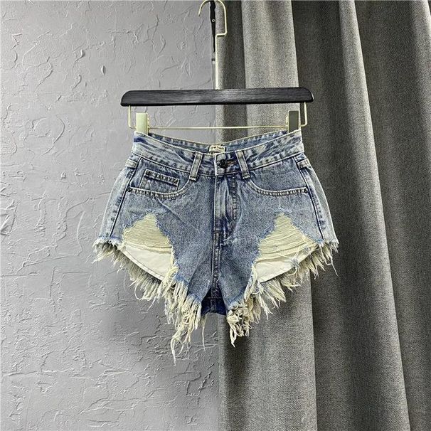 Women's Clothing Fashion Low Waist Shorts Women's Raw Edge Pants New Summer White Jeans Ripped A Line Hot Pants Trend_ecoleips.com