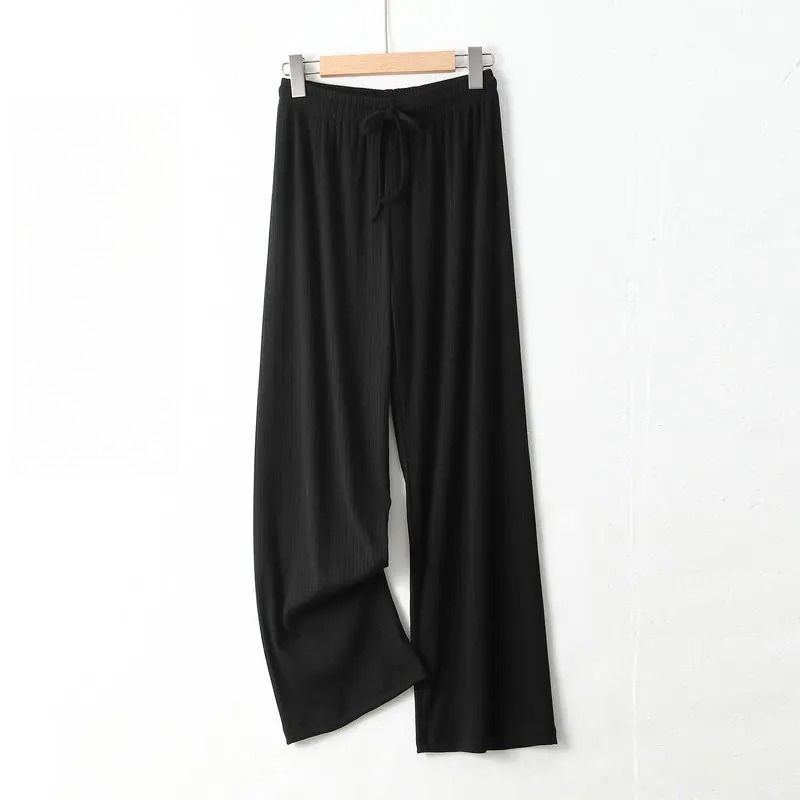 Pantalones De Mujer New Ice Silk Pajamas Pant For Women Nightwear Spring Summer Wide Leg Pants Casual Sleepwear Home Trousers_ecoleips.com