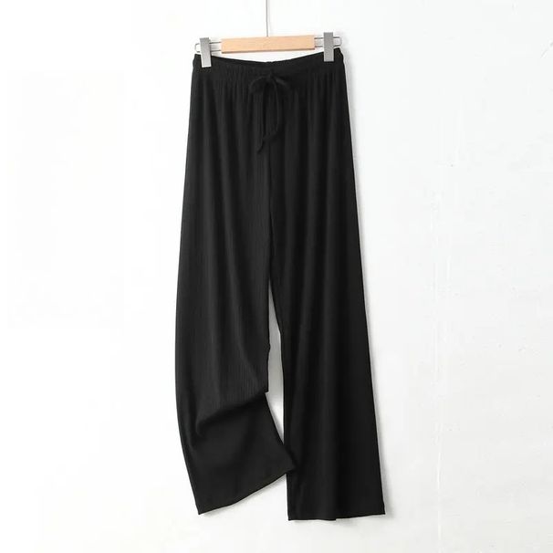 Pantalones De Mujer New Ice Silk Pajamas Pant For Women Nightwear Spring Summer Wide Leg Pants Casual Sleepwear Home Trousers_ecoleips.com