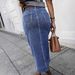 Women's Denim Midi Skirt Button down Design High Waist A-Line Skirts Casual Vintage Style Clothing_ecoleips.com
