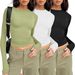 Women's Clothing Casual Long Sleeved Spring And Autumn Solid Color Slim Pullover T Shirt Women's Street Wear Bottoming Shirt Top Three Piece_ecoleips.com
