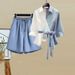 Women's Clothing Summer Suit For Women New Fashion Fashionable Flesh-covering Slimming Top High-waisted Jeans Two-piece Set_ecoleips.com
