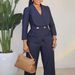 Elegant Wide-Leg Jumpsuit With Notch Lapel - Stretchy Polyester Blend For Office & Evening Wear (Black/White/Red/Navy, S-XXXL)_ecoleips.com