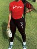 Women's Casual Fashion Dog Footprints And Heart-shaped Printed Loose T-shirt+cropped Pants Two-piece Home Sportswear Daily Wear-393_ecoleips.com