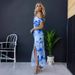 Women's Clothing Off shoulder Printed Elastic Lining Dress INS Casual Dress Women_ecoleips.com