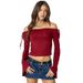 Sexy Off-Shoulder Cropped T-Shirt for Mature Women European American Style Street Style Solid Color Tie-Up Top_ecoleips.com