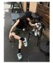 Army Green Loose Straight Tooling Denim Shorts Women's Summer New High-waisted And Thin Versatile Small Five-point Pants_ecoleips.com