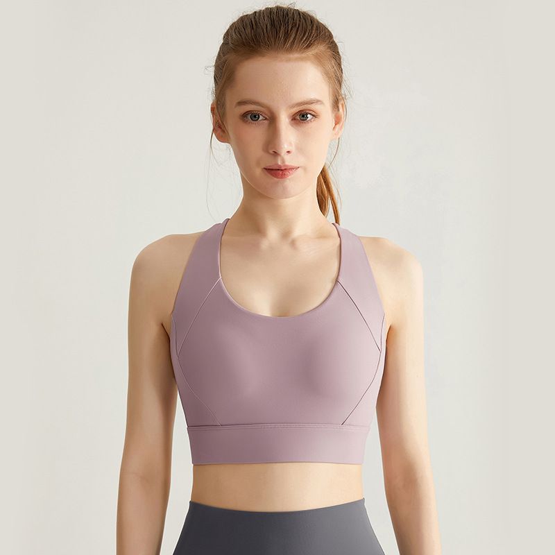 Women's Clothing High Strength Shock Proof Bra Nude Sports Underwear Women's Running Fitness Yoga Clothes One Piece Cup Large Size_ecoleips.com