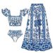 Women's Clothing Exclusive New Women's Sun Protection Swimwear Gauze Skirt Printed Swimsuit Female Bikini_ecoleips.com
