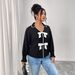 Women's Clothing Plus Size Clothes "Elegant Polo-Collar Short Jacket With Bow Detail – Classic Black Blazer For Women, Plus Size Friendly"_ecoleips.com