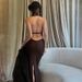 Summer Women's Sexy Hollow Out Drape Neck Backless Slim Fit Bodycon Dress Halter Neck Casual Mature Style_ecoleips.com