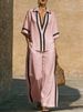 Women's Clothing Women's Fashion Loose Casual Color Block Short Sleeve Shirt And Wide Leg Pants Two-Piece Set_ecoleips.com