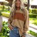 2025 European American Women's Spring And Autumn New Pullover Round Neck Casual Striped Color-Block_ecoleips.com