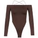 Women's Sexy One-Shoulder Long Sleeve Bodysuit Solid Color Base Layer European American Style Spring Cross Border New Clothing_ecoleips.com