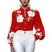 Women's Long Sleeve Loose Printed Shirt Top Blouse New_ecoleips.com