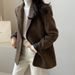 Chic Korean Autumn Retro Notched Lapel Two-Button Loose-Fit Herringbone Blazer For Women_ecoleips.com