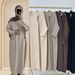 Loriya 2024 Dubai Turkey Autumn Winter Thick Knitted Dress Robe Two-Piece Set LR906+LR907_ecoleips.com