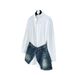 Stylish Denim And White Shirt Two-Piece Set, Long Sleeve Lapel Top With Detachable Waist Accent For Women_ecoleips.com