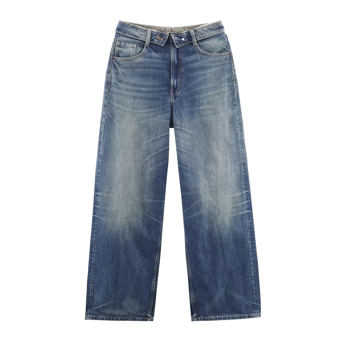 Women's Clothing Classic Mid-Rise Fold-Up Jeans Casual Cotton Solid Color Spring/Autumn Summer Homme Clothing_ecoleips.com