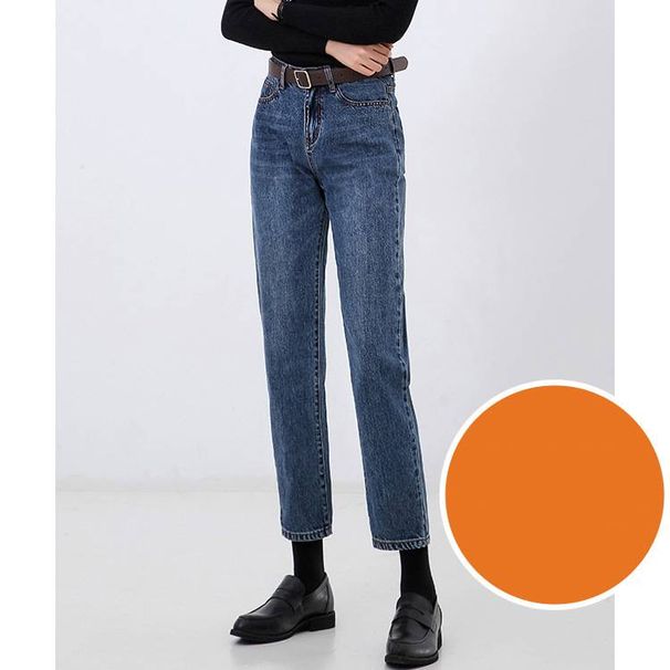 Women's Clothing Super League Classic Bi Entry Stretch Daddy Pants Cotton Retro Slim Trousers High Waist Loose Straight Jeans_ecoleips.com