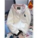 Varsity Zip-Up Hoodie – Retro Color-Block Plaid Fleece Jacket (Grey) – 90s College Chic With Drop Shoulder & Hidden Pockets_ecoleips.com