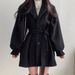 Women's Clothing Elegant Audrey-Inspired Wool Blend Coat – Belted Waist & Mid-Length For Petite Women_ecoleips.com
