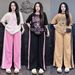 Retro Fashion Printed Two Piece Set For Women Summer Loose Wide Leg Pants And Short Sleeved Suit Plus Size_ecoleips.com