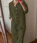 Plus Size Women's Casual Cotton Linen Shirt Spring Autumn Loose Fashion Solid Color Sports Suit_ecoleips.com