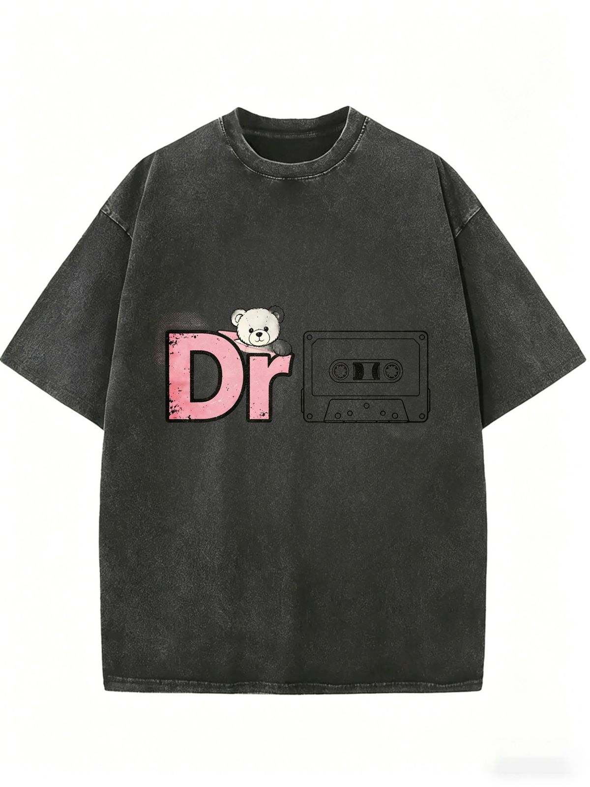 Women's Retro Graphic T-shirt, Featuring A Retro Bear Pattern And Cassette Tape Design, Stylish And Versatile Short-sleeved._ecoleips.com