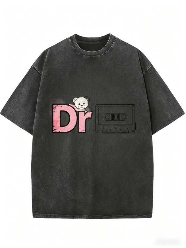 Women's Retro Graphic T-shirt, Featuring A Retro Bear Pattern And Cassette Tape Design, Stylish And Versatile Short-sleeved._ecoleips.com