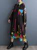 Black Vintage Print Oversized Dress For Women Spring Autumn New Korean Long Sleeve Loose Casual Shirt Dress Elegant Clothes 2026_ecoleips.com