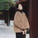 girl Vintage Linen Women's Clothing Sand Washed Ramie Thickened Short Cotton Coat With Side Buttons 3_ecoleips.com