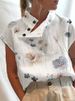 Women's Casual Stand Collar Short Sleeve Pullover T-Shirt Digital Print Top Regular Fit_ecoleips.com