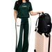 Women's Dark Green Two Piece Set Short Sleeve, Casual Ribbed Knit Crop Top And High Waisted Shorts Outfit_ecoleips.com