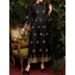 Women's Clothing Fashion Black Printed Long Sleeved Dress For Women Long Spring And Autumn Waist Temperament Slim To Ankle Long Dress_ecoleips.com