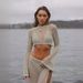 Women's Clothing Long Sleeved Knitted Two Piece Short Top Beach Skirt Suit Women's Dress_ecoleips.com