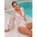 Women's European American Style Long Sleeved One Piece Swimsuit Seashell Print Beach Vacation Sexy Style Regular Fit Polyester_ecoleips.com