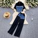 Women's Clothing denim patchwork distressed suit_ecoleips.com