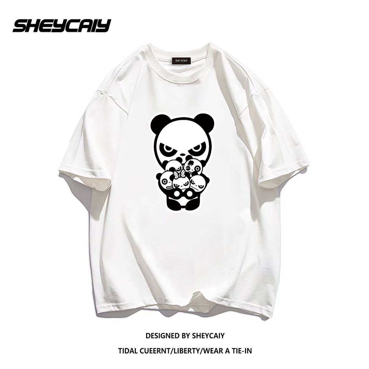 Casual Urban Fashion For Men & Women Panda Graphic Print T-Shirt Oversized Relaxed Fit 100% Cotton Unisex Streetwear_ecoleips.com