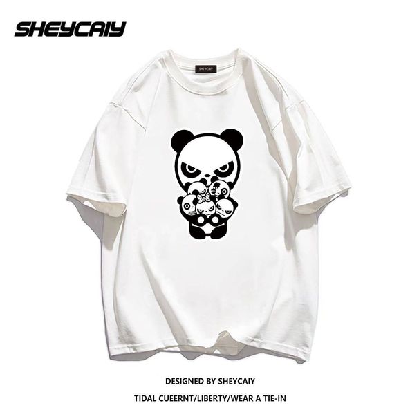 Casual Urban Fashion For Men & Women Panda Graphic Print T-Shirt Oversized Relaxed Fit 100% Cotton Unisex Streetwear_ecoleips.com