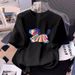 Summer New Style White Short Sleeve T-Shirt For Women Loose Fit Versatile Slimming Cartoon Print Youthful Top_ecoleips.com