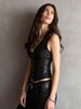 Women's Clothing PU Leather Vest Sexy V Neck Button Down Short Top Fashion Spring Autumn Summer_ecoleips.com