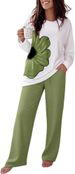 Women's Long Sleeved Pajama Set 2 Piece Casual Loose Fit Home Wear Comfortable Sleepwear_ecoleips.com