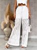 Women's Lace Hollow-Out Wide Leg Pants - Summer Boho Casual Trousers With Floral Embroidery_ecoleips.com