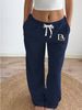 Women's Contrast Ribbed Sports Pants - Mid-Waist Drawstring Casual Wear-1_ecoleips.com