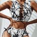 Women's Tie Dye Strappy Black White Two Piece Swimsuit Bikini Set Style Swimwear_ecoleips.com