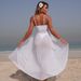 European And American Style Solid Color Two Piece Swimsuit with Slit Long Skirt Mesh Halter Neck Sexy Bikini Swimsuit 2026 New in Stock_ecoleips.com