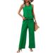Women's Fashion Casual Sleeveless V Neck Knotted Short Trousers Set Vintage Summer Outfit_ecoleips.com