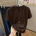 Women's Clothing Women's Casual Round Neck Short Sleeve T-Shirt Multi-Color Style Simple Stylish Sports Top Solid Color Loose Fit_ecoleips.com